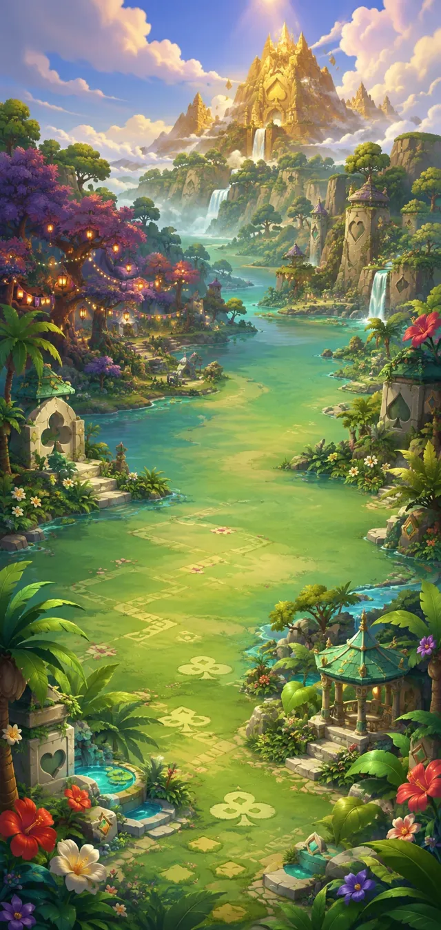 Un chemin d’aventure entre jardins, cascades et palais de cartes